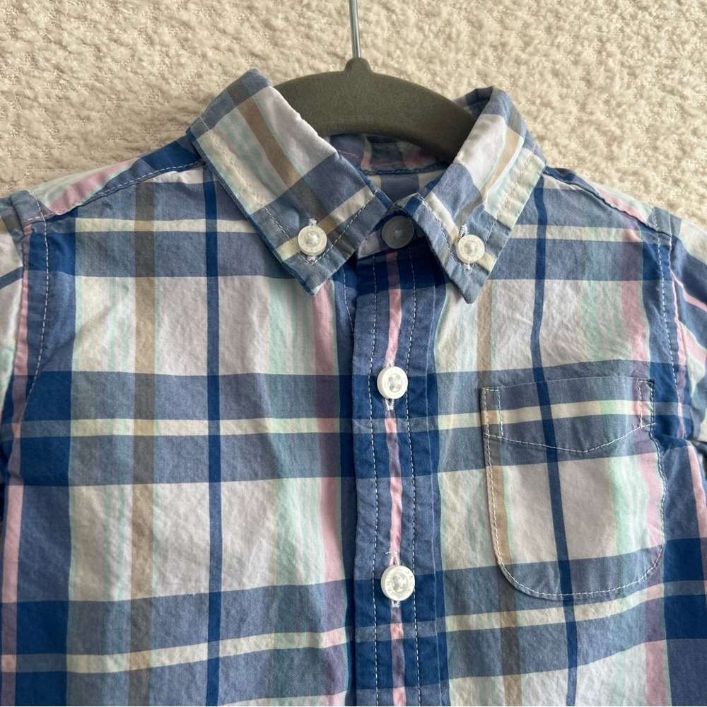 Janie And Jack Infant Button Down Dress Plaid Shirt Size 3-6 Months - Picture 4 of 8